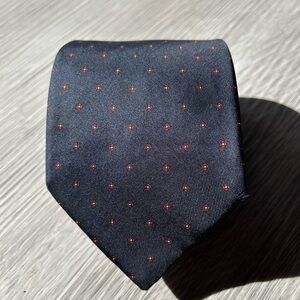 Vintage Men’s Carven Paris Blue with Red Accents 100% Silk Tie